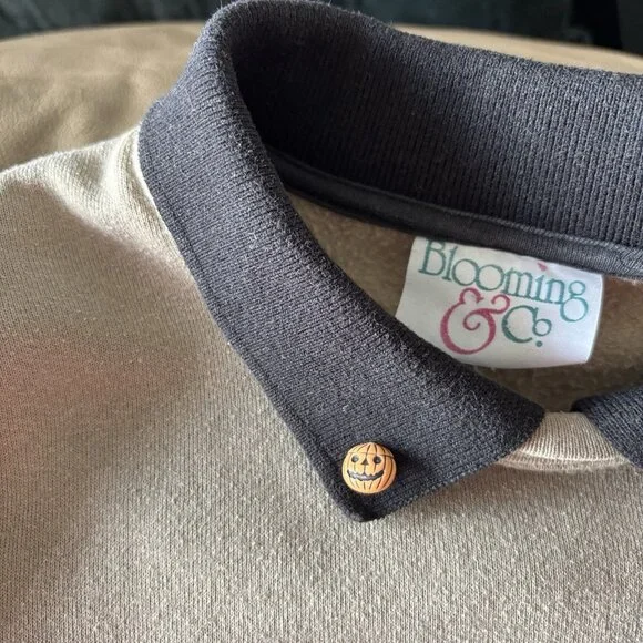 Vintage Halloween Sweatshirt Women’s Large Black Cat Pumpkin Scarecrow 80/90s - Picture 10 of 16